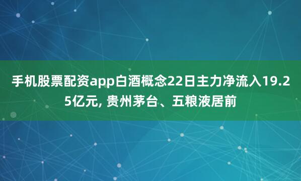手机股票配资app白酒概念22日主力净流入19.25亿元, 贵州茅台、五粮液居前